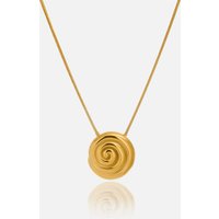 2024 Dazan New Winter HOT 18k Gold Plated Tarnish Free Stainless Steel Vintage Super Shine Bread Spiral Pendant Dainty Necklace