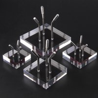 Wholesale Clear Silver Stainless Steel Acrylic Crystal Ball Base 4*4*4.2cm Custom Logo for Shop Display Fossils Rocks Holder