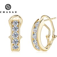 2024 New 3mm D Color VVS1 Clarity Brilliant Round Cut Moissanite Hoop Earrings 925 Sterling Silver Clip Earrings for Women