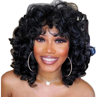 Hot Sales 12nch Short Wigs with Bangs Big Bouncy Fluffy Kinky Afro Curly Wig Soft Heat Resistant Synthetic Hair