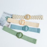 JULUN Women Elastic Belt Waist Belt PU Belt Manufacture Woven Fabric With Resin Buckle Boho Summer Casual Fashion Accessory