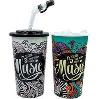 disposable 16oz BPA free reusable plastic coffee cup with lid