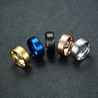 Men's Classic Style Simple Stainless Steel and Titanium Steel Rings Fashionable Smooth Plain Jewelry