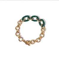 Fashion Design 18k Gold Plated Link Chain Bracelet Trendy Y2K Jewelry Enamel Bracelet for Women Girls