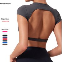 High Elastic Sports Shirts Custom Logo Workout Tops Short Sleeve Gym Crop Top Seamless Fitness Yoga T Shirt for Women