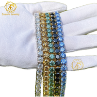 RTS Men's & Women's 6.5MM Moissanite Tennis Bracelet 925 Silver Green Blue Champagne Black Elegant Tennis Chain Design