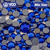 VDD 030 Sapphire Hotfix SS6-SS30 Mix Size Top Quality Glass Rhinestones Crystal Flatback Glitter Stones for Clothes Decorations