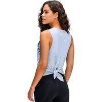 Janya 2025 Lightweight Women's Mesh Tie Back Gym Fitness Sports Tank Top Breathable Workout Vest Quick Dry Sleeveless Yoga Tank