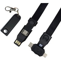 Hot Selling Gift Dual Input 3 in 1 Lanyard Charging Cable Type C To Type-C Micro USB Cable