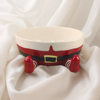 Wholesale Customized 7 Inch Handpainted Ceramic Santa Claus Candy Bowl Salad Bowl Cookie Bowl