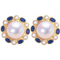SHDIYAYUN Wholesale 18K Gold Plated Freshwater Pearl Earrings with Zircon Elegant Women's Jewelry