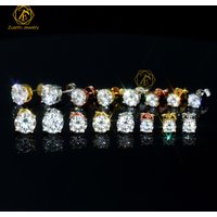 RTS 18K Gold Plated Earring GRA Certified Iced Out Round Brilliant Cut Lab Moissanite Diamond Fine Jewelry Earring for Men Women