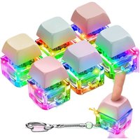 LED Light up Macaron Keycap Clicker Keyboard Led Light Keycap Fidget Clicker Decompresion Toys Keychain