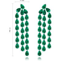 Luxury European American Style S925 Silver Pear Cut Lab Grown Emerald Drop Earrings Anniversary Gift Premium Elegant Fine