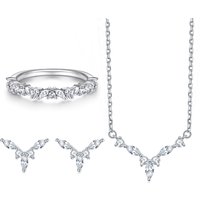 Trendy Fashion Jewelry Sets Marquise Cut Women Ring Necklace Earrings Rhodium Plated 925 Sterling Silver Jewelry Sets