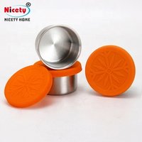5cm 50ml kitchen stackable storage leakproof lunch box stainless steel metal food grade sus 304 material with silicone lid