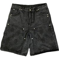 DENIMGUYS Custom 3d Embossed Men Streetwear Shorts Fashion Baggy Men's Jorts Work Half Pants Loose Carpenter Denim Shorts