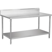 Hotel Restaurant Equipment 2-tier Kitchen Table Workbench Commercial Stainless Steel Work Table with Backsplash