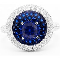 Lovely 925 Sterling Silver Classic-Style Enamel Ring Blue Synthetic Zircon Rhodium Plated for Wedding or Anniversary