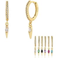 EH1210 925 Sterling Silver Spike Drop Earring Piercing Fashion CZ Ovals Circle Women Fine Jewelry Party Wedding Jewels 2021