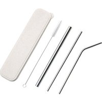 Reusable Stainless Steel Straw Set Cleaning Brush Box