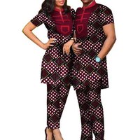African Print Bazin Riche Top Trousers Set Couples