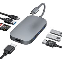 8 Port Combo Card Reader HD MI Adapter Hub Ethernet Usb C Speed Hub