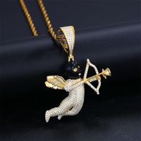 Dropshipping Bling Rapper's Jewelry 925 Sterling Silver Full VVS Moissanite Angel Cupid Arrow Eros Pendant Necklace