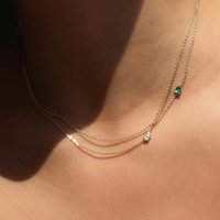 Joolim 18k Gold Plated Water Drop Blue Zirconia Water Drop Dainty Chain Necklace Stainless Steel Jewelry