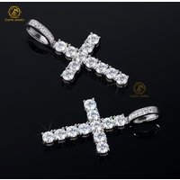 Hiphop Jewelry 18k Gold Plated Ice Out Cross Pendant Moissanite Diamond Tennis Necklace 925 Silver VVS Moissanite Pendant Cross