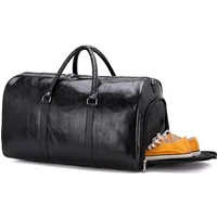2024 High-End Unisex PU Leather Duffel Travel Gym Bag Shoe Compartment Fashionable Zipper Closure Outdoor Sports YUYI YY-2404