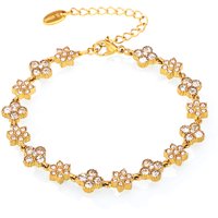 The Pursuit of Fashion Ins Style Stainless Steel Handmade Inlaid Zircon Small Flower Bracelet