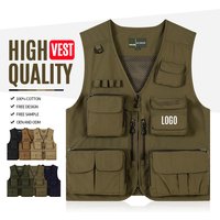Newest Style Mens Multi Pockets Cargo Waistcoat Fishing Vest Spandex for Climbing Fishing Camping Hiking Photography Vest