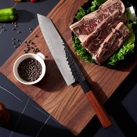 Hot Selling Black Forge Handmade Aus10 High Carbon Steel Chef Knife Set with Giftbox for Kitchen with Wood Handle
