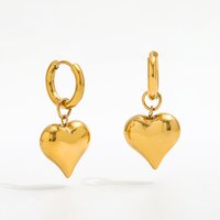 New Trendy Earring 18K Gold Plated Chunky Heart Hoop Earrings for Women Stainless Steel Earrings Wholesale