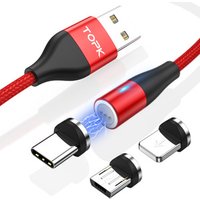 Free Shipping TOPK AM60 3A Fast Charging LED Magnetic Micro USB Type C Cable