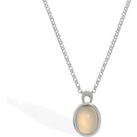 Handmade Sterling Silver 925 White Agate 10x16mm Gemstone Dainty Pendant Necklace Oval White Agate Pendant Necklace