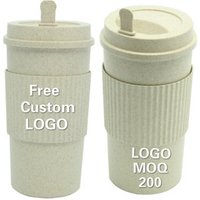 Custom BPA Free ECO Friendly Biodegradable Travel TO GO Keep Reusable Bamboo Fiber Coffee Cup Mug with Fibre Lid Wholesale Logo