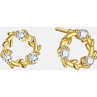 Minimalist 925 Sterling Silver Large Round Branch Leaves Cz Korean Designer Fashion Fine Jewelry Gold Plated Stud Earrings Women