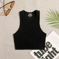 Wholesale Solid Color Threaded Sleeveless T-shirt Bra Vest Women Pure Nylon tank Top High Quality Casual Wear