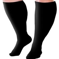 Wholesale 20-30 Mmhg High Knee Plus Size Solid Black Large Compression Socks for Men and Women