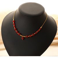 New Fashion 18k Gold Plated Stainless Steel Chain Pendent Necklace Tiger Eye Red Agate Natural Stone Beads Necklace Jewelry