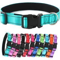Nylon Reflective Pet Dog Collar Padded Features Solid Pattern Striped Buckle Adjustable Solid Pet Collar for Dogs
