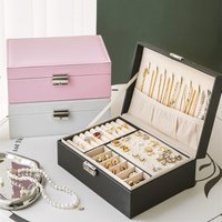 Large Luxury PU Leather Double Layer Jewelry Box New Design Rectangle Organizer for Necklace Packaging