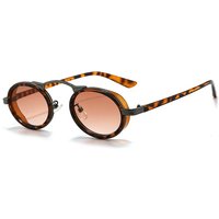 Vintage Retro Women's Sunglasses Small Oval Shade Fashionable Metal Gray Blue Yellow Tea Acrylic Eyewear Small Oval Shade Metal