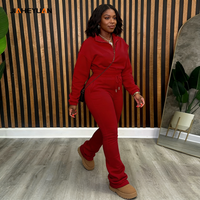 Custom 2 Piece Sweatpants Set Women Tracksuits High Quality Cropped Half Zip up Sweatshirts and Joggers Set Women Jumpers