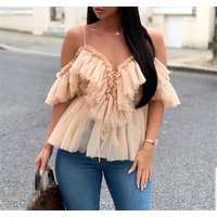Plus Strappy Chiffon Blouse