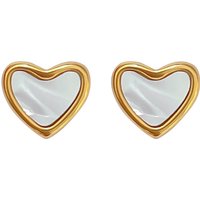 Chic White Shell Heart Shaped Stud Earrings No Fade Gold Plated Stainless Steel Love Heart Earrings Women 2024
