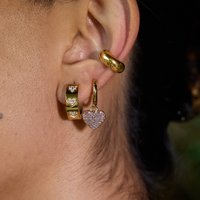 J&D 18K Gold Plated Earrings Stainless Steel White Zircon Heart Star Earrings Romantic Fashion Earrings Jewelry Women