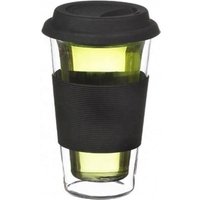 Reusable Double Walled Glass Travel Mug Silicone Lid